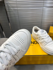 FENDI MATCH LOW TOPS IN WHITE CALFSKIN AND MESH