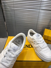 FENDI MATCH LOW TOPS IN WHITE CALFSKIN AND MESH