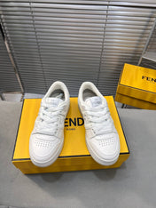FENDI MATCH LOW TOPS IN WHITE CALFSKIN AND MESH