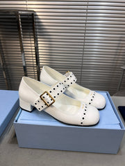MARY JANE PUMPS IN WHITE GLOSSY CALFSKIN