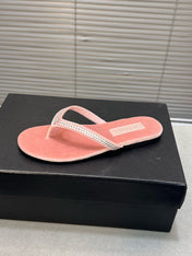 CRYSTAL THONG SANDAL IN FLAMINGO PINK SUEDE