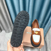 THICK-SOLED LOAFERS SHOES CARAMEL MIX WHITE COWHIDE