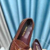THICK-SOLED LOAFERS SHOES WALNUT COLOR COWHIDE