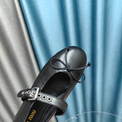 BLACK BALLET SHOES COWHIDE WITH BUTTON