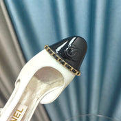 HIGH SLINGBACKS IN WHITE MIX BLACK LAMBSKIN