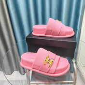 PLATFORM HEELS SANDALS IN LIGHT PINK WOOLEN FABRIC