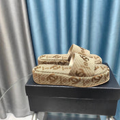 THICK-SOLE SLIPPERS PEANUT BROWN SATIN