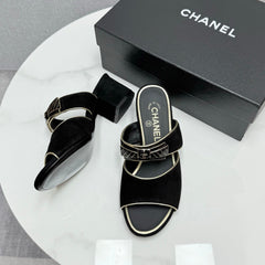 CC DOUBLE-STRAP HEELS 25S IN BLACK SUEDE