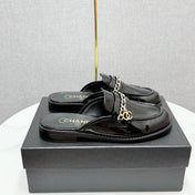 CC FLAT MULE 25S IN BLACK CALFSKIN STYLE 4