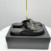 CC FLAT MULE 25S IN BLACK CALFSKIN STYLE 2