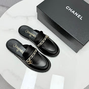 CC FLAT MULE 25S IN BLACK CALFSKIN STYLE 2