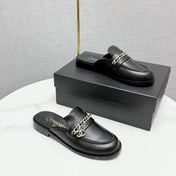 CC FLAT MULE 25S IN BLACK CALFSKIN STYLE 2