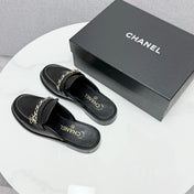 CC FLAT MULE 25S IN BLACK CALFSKIN STYLE 2