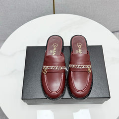CC FLAT MULE 25S IN DARK RED CALFSKIN STYLE 1