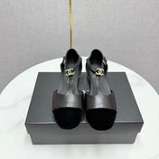 CC MARY JANE 25S IN BLACK LAMBSKIN AND SUEDE WITH PEARL HEEL