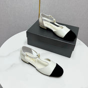 CC MARY JANE 25S IN WHITE LAMBSKIN AND BLACK SUEDE WITH PEARL HEEL