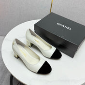 CC HIGH HEEL 25S IN BLACK LAMBSKIN AND SUEDE WITH PEARL HEEL STYLE 6