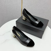 CC HIGH HEEL 25S IN BLACK LAMBSKIN AND SUEDE WITH PEARL HEEL STYLE 5