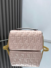 Fend Baguette 24 Bag With FF Motif Pink Leather Ghw