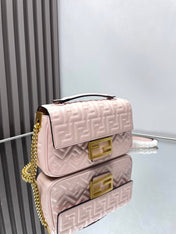 Fend Baguette 24 Bag With FF Motif Pink Leather Ghw