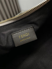 FENDIGRAPHY MEDIUM 29 IN SILVER METALLIC SMOOTH LAMBSKIN GOLD HARDWARE