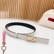 Silver Vlogo and Gold Hardware Buckle Black White Calfskin 20mm