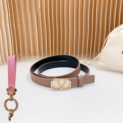 Gold Vlogo and Silver Hardware Buckle Brown Black Calfskin 20mm