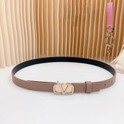 Gold Vlogo and Silver Hardware Buckle Brown Black Calfskin 20mm