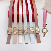 Gold Vlogo and Silver Hardware Buckle White Black Calfskin 20mm