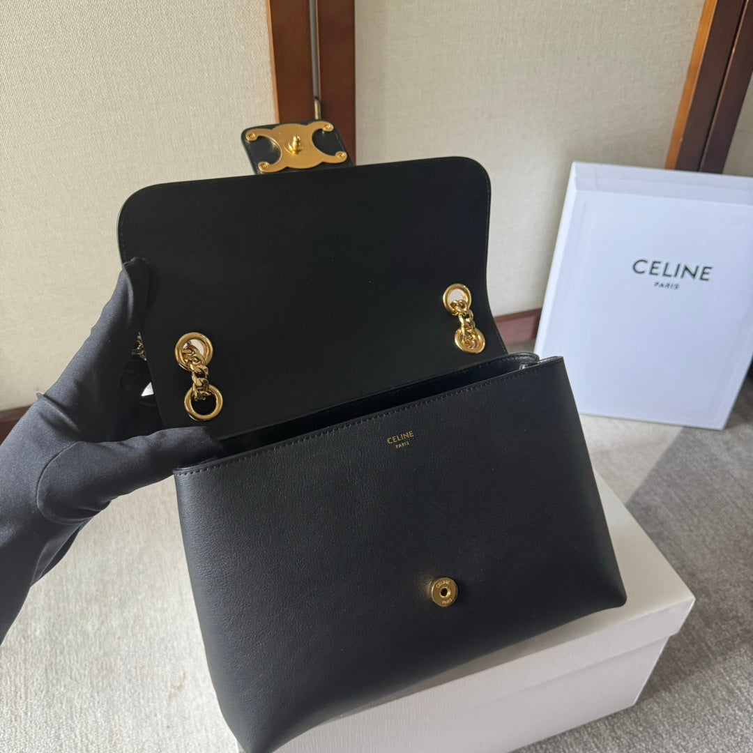 MEDIUM CELINE VICTOIRE BAG 25 IN BLACK CALFSKIN GOLDEN HARDWARE