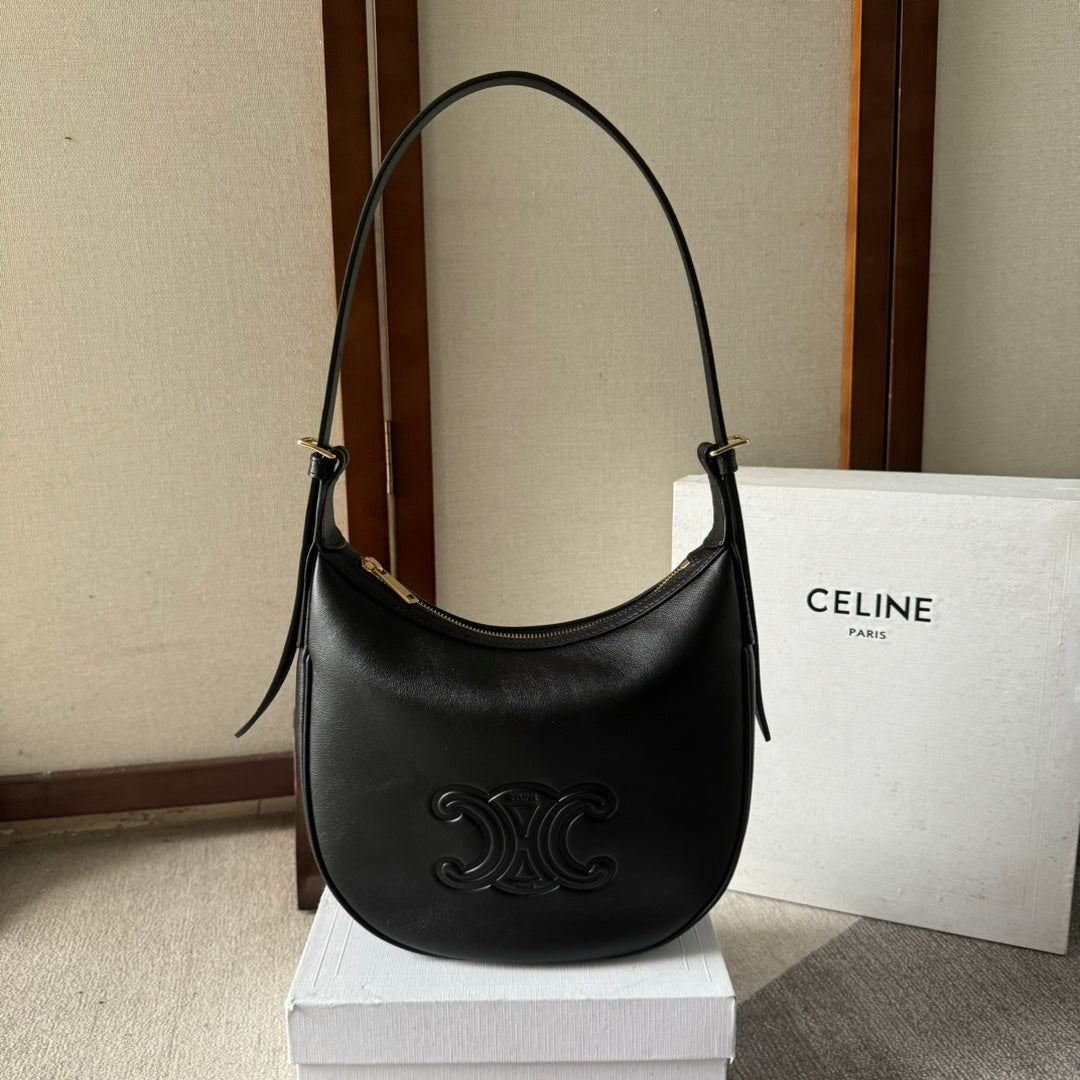 SMALL HELOÏSE BAG CUIR 22 IN BLACK CALFSKIN EMBOSSED LOGO