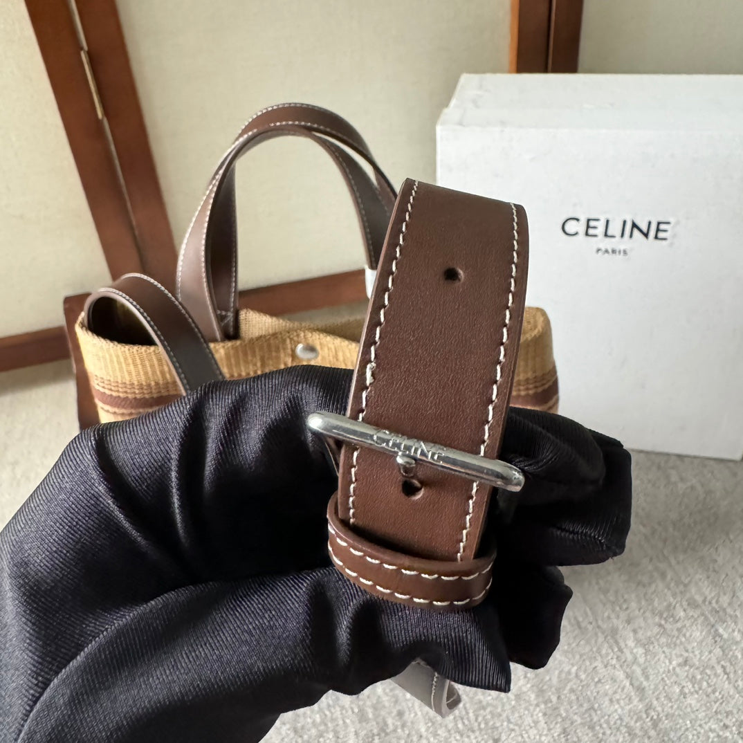 CELINE TOTE BAG 31 IN BROWN RAFFIA CABAS