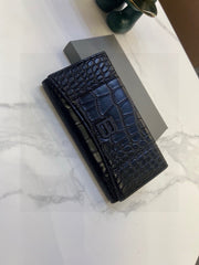 WALLET 15 IN BLACK CROCODILE EMBOSSED CALFSKIN