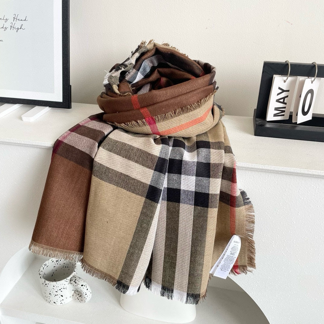 SCARF 220 CM IN COLORFUL SHEEP WOOL AND MULBERRY SILK 408932