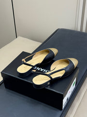 CC SLINGBACK 25S IN BLACK MIX GOLD LAMBSKIN
