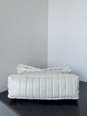 MONACO BAG 32 IN WHITE QUILTED THIN CALFSKIN SILVER HARDWARE