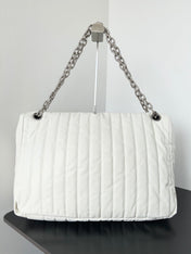 MONACO BAG 43 IN WHITE QUILTED THIN CALFSKIN SILVER HARDWARE