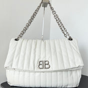 MONACO BAG 43 IN WHITE QUILTED THIN CALFSKIN SILVER HARDWARE