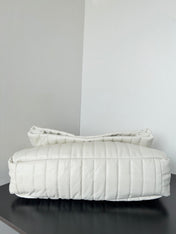 MONACO BAG 43 IN WHITE QUILTED THIN CALFSKIN SILVER HARDWARE