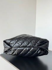 CRUSH LARGE TOTE BAG 46 IN BLACK QUILTED CALFSKIN SILVER HARDWARE