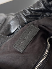 CRUSH LARGE TOTE BAG 46 IN BLACK QUILTED CALFSKIN SILVER HARDWARE