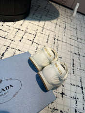 PRA TRIANGLE LOGO SNEAKERS WHITE CALFSKIN