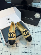 ESPADRILLES LOAFERS IN YELLOW MIX BLACK LAMBSKIN