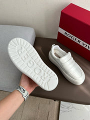 PUFFY LEATHER LOW TOP SNEAKERS IN WHITE LAMBSKIN