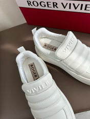 PUFFY LEATHER LOW TOP SNEAKERS IN WHITE LAMBSKIN