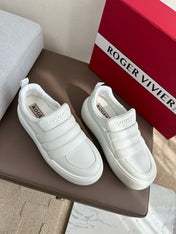 PUFFY LEATHER LOW TOP SNEAKERS IN WHITE LAMBSKIN