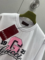 Gucci 25 Print Short Sleeve T-shirt Pink White Cotton