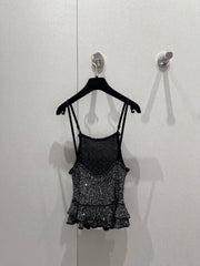 CC 25 Rhinestones Tank Top Black Polyamide