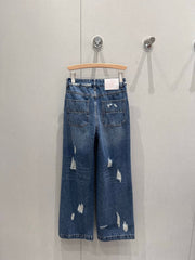 Loewe 25 Diamond Hole Straight Jeans Blue Cotton 217426