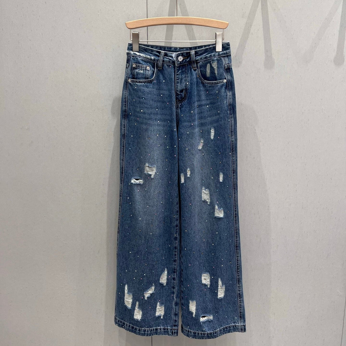 Loewe 25 Diamond Hole Straight Jeans Blue Cotton 217426